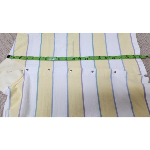 Ivy Sports Yellow, White Purple, Green Striped Blouse with snaps Women's Size L - Picture 6 of 8